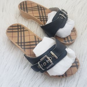 Burberry Black Leather Sandals